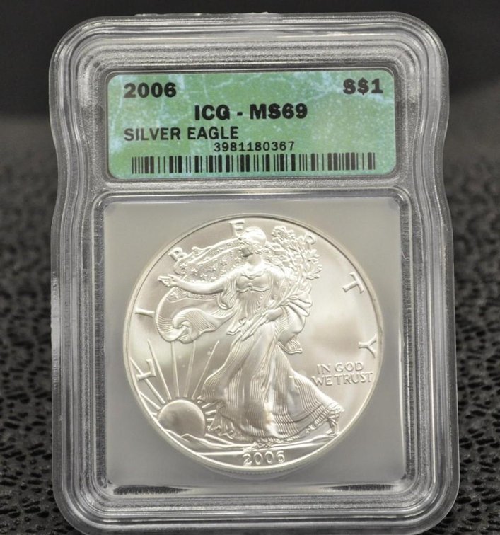 2006 Silver Eagle Dollar, Graded MS-69
