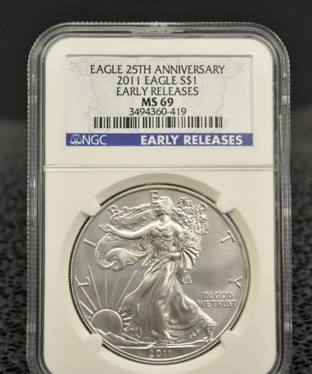 2011 Silver Eagle Dollar, Graded MS-69, Early Release