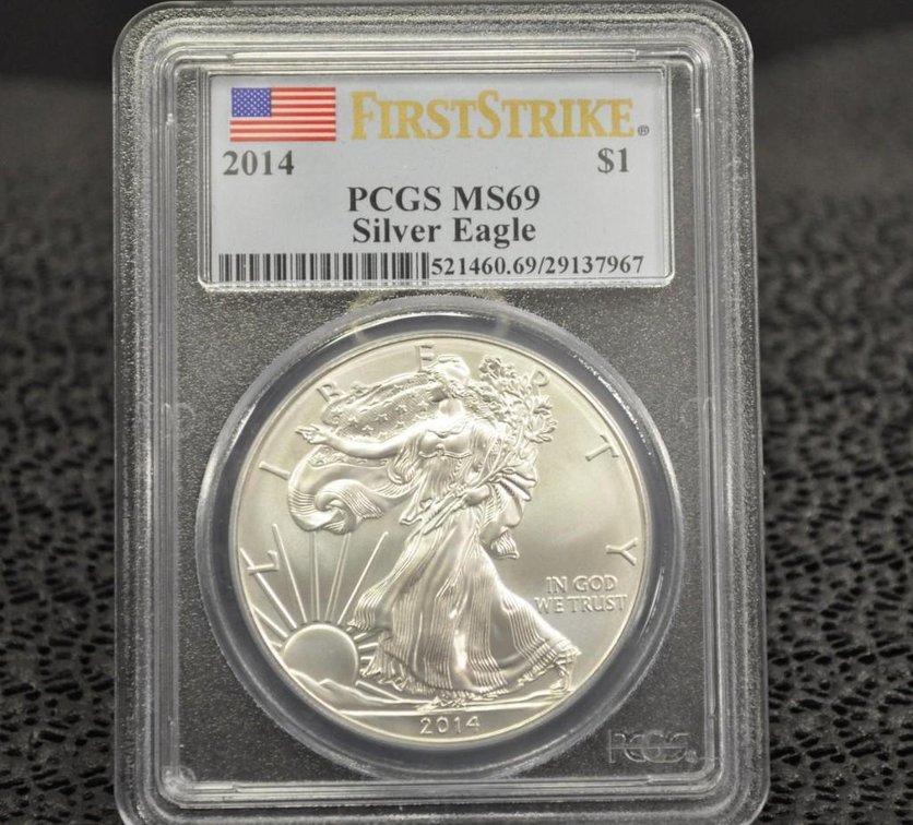 2014 Silver Eagle Dollar, First StrikeGraded MS-69