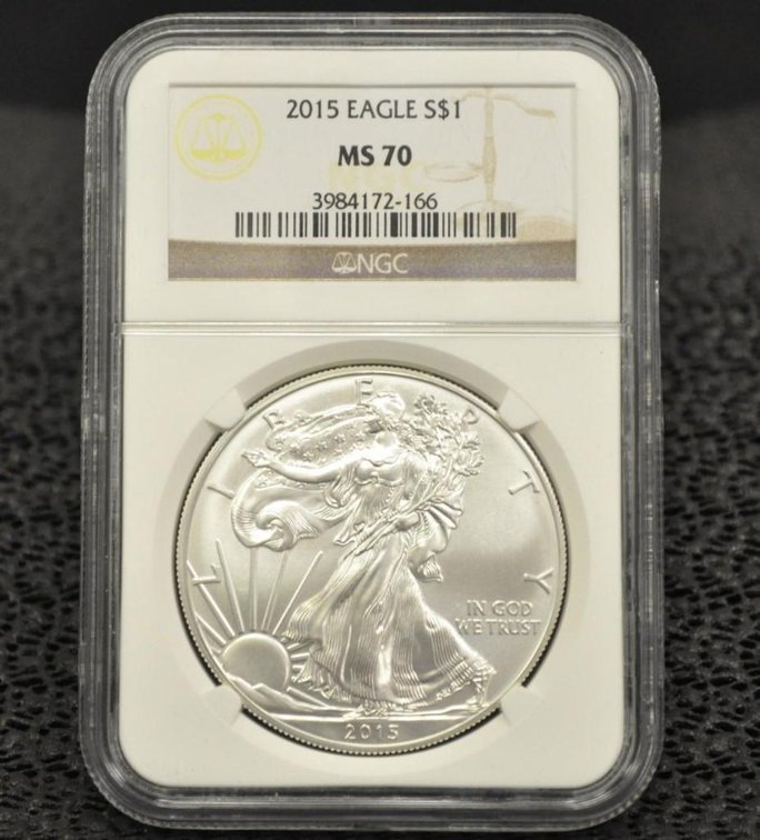 2015 Silver Eagle Dollar, Graded MS-70