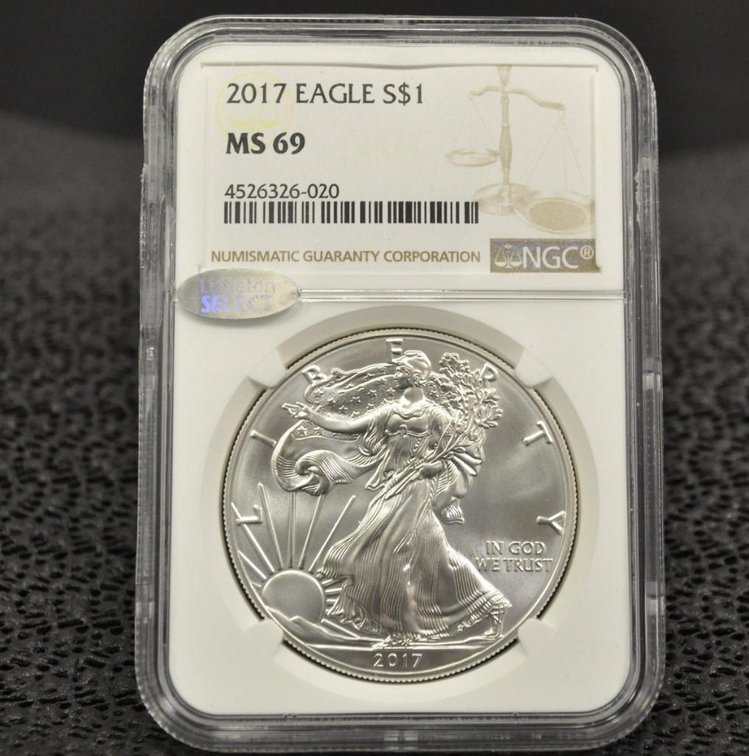 2017 Silver Eagle Dollar, Graded MS-69