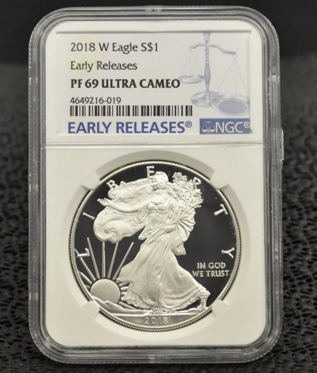 2018-W Silver Dollar, Cameo, Early Release, PF-69