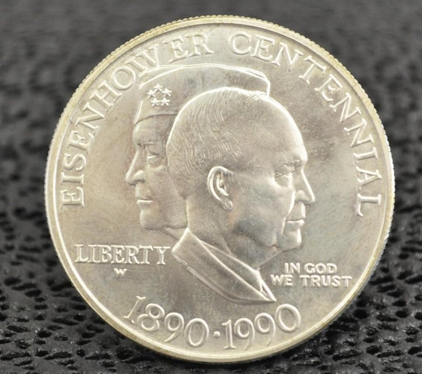 Eisenhower Centennial Silver Dollar, 1990-W, Uncirculated
