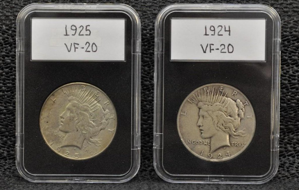 1924 and 1925 Peace Silver Dollars