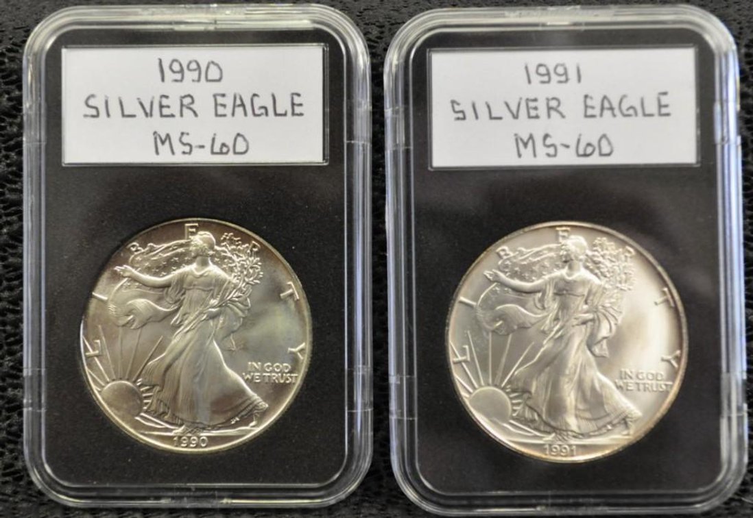 1990 and 1991 Silver Eagle Dollars