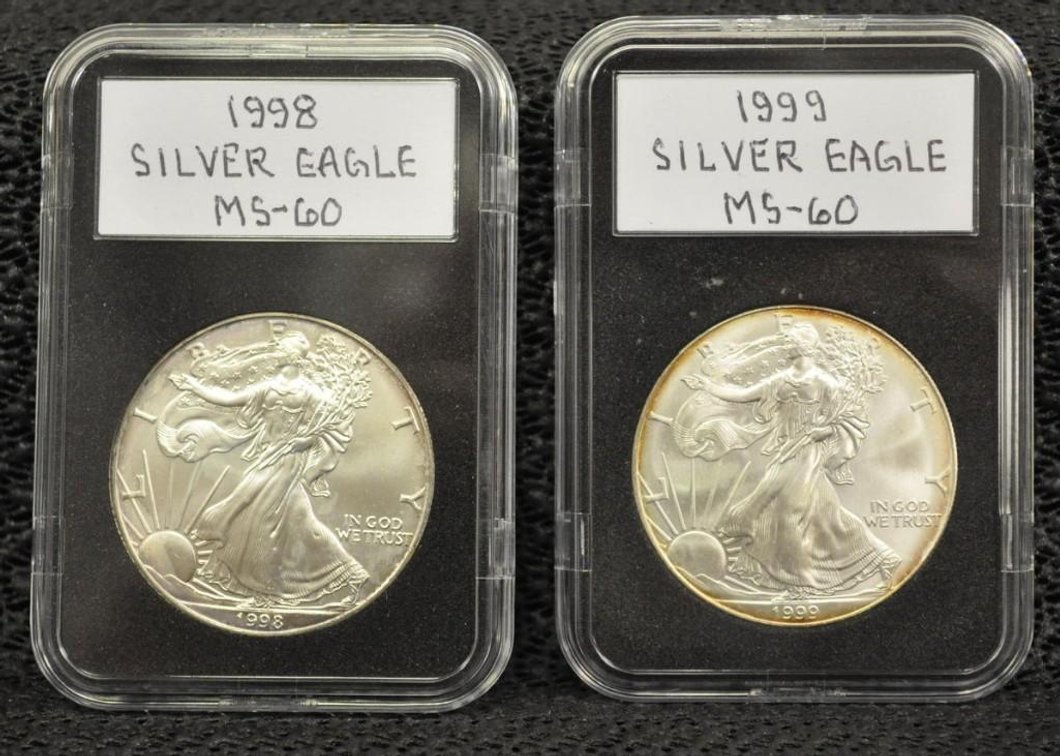 1998 and 1999 Silver Eagle Dollars
