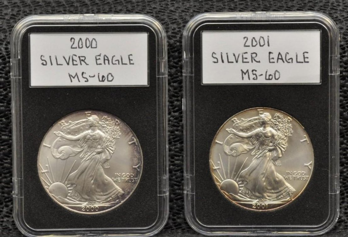 2000 and 2001 Silver Eagle Dollars