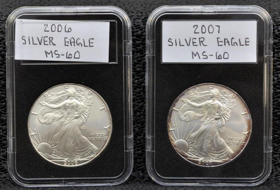 2006 and 2007 Silver Eagles Dollars