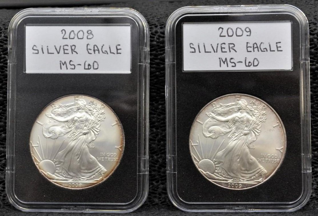 2008 and 2009 Silver Eagle Dollars