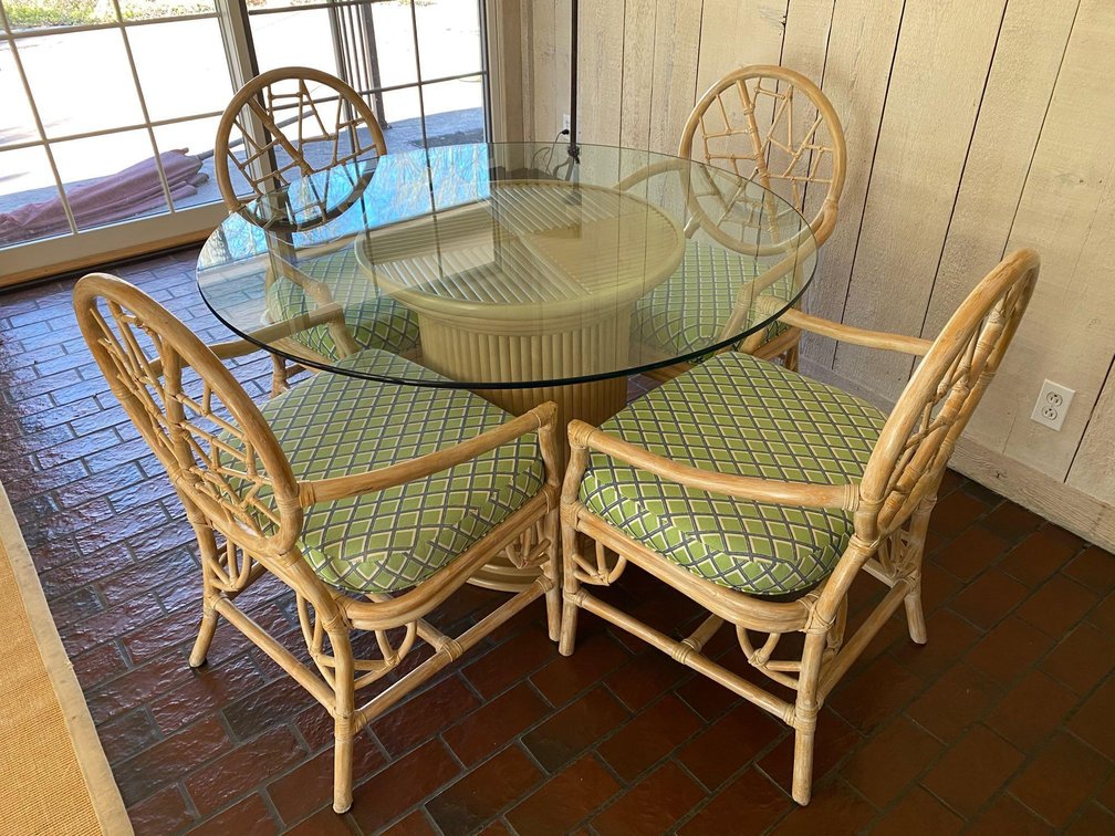 Patio Set with Table and Four Spider Web Back Chairs