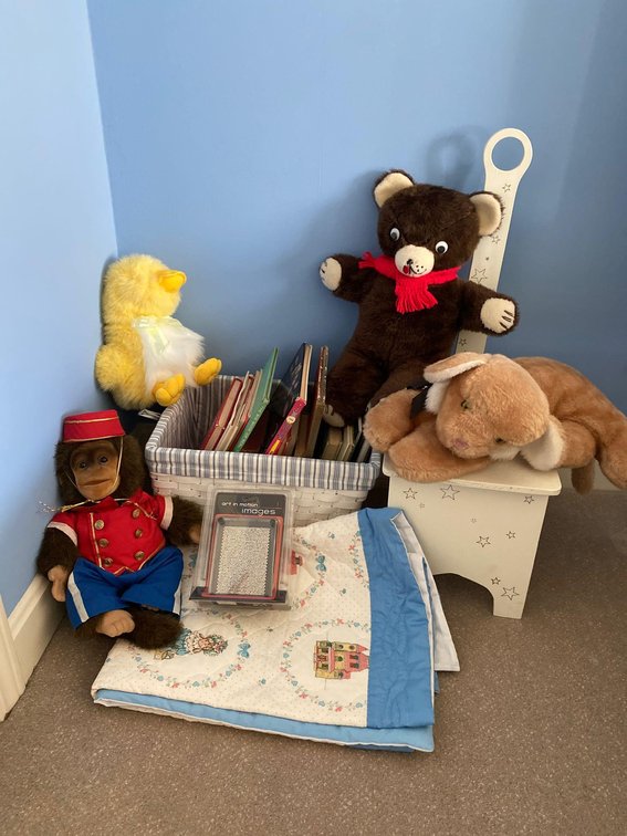 Vintage Toys, Books and Stool
