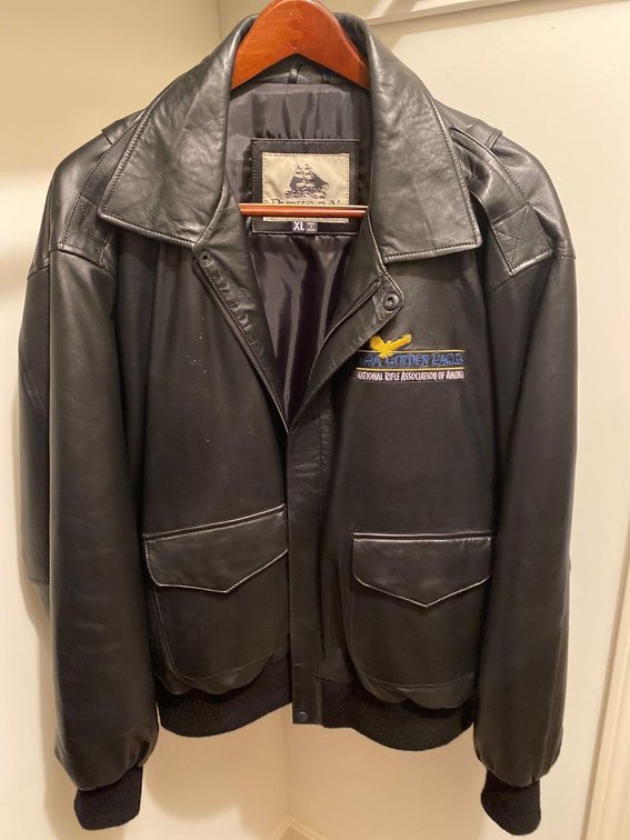 Leather National Rifle Association "Golden Eagles" Bomber Jacket