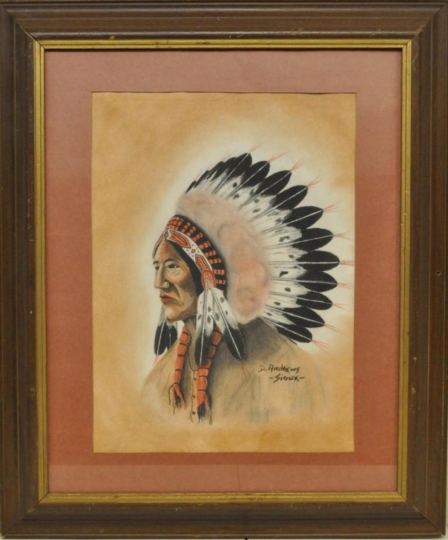 Original Framed Picture of Sioux Indian Chief