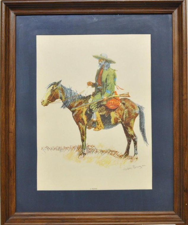 Framed Frederick Remington Print of "A Trapper"