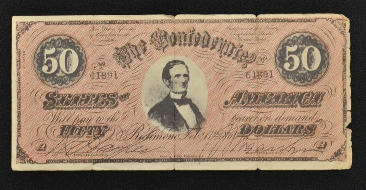 1864 $50 Confederate States of American Note - T66