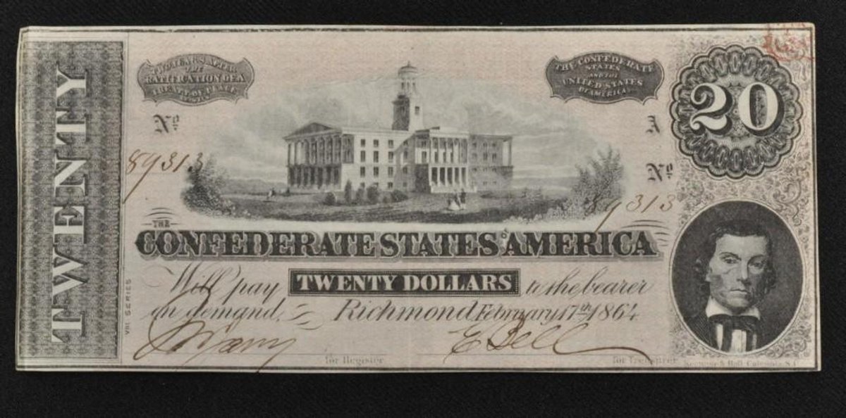 1864 $20 Confederate States of American Note - T67