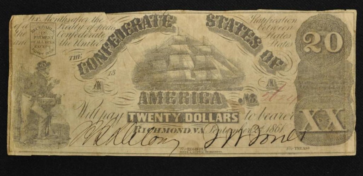 1861 $20 Confederate States of American Note - T18