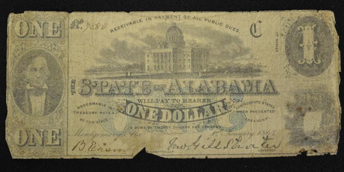 1863 $1 The State of Alabama Note