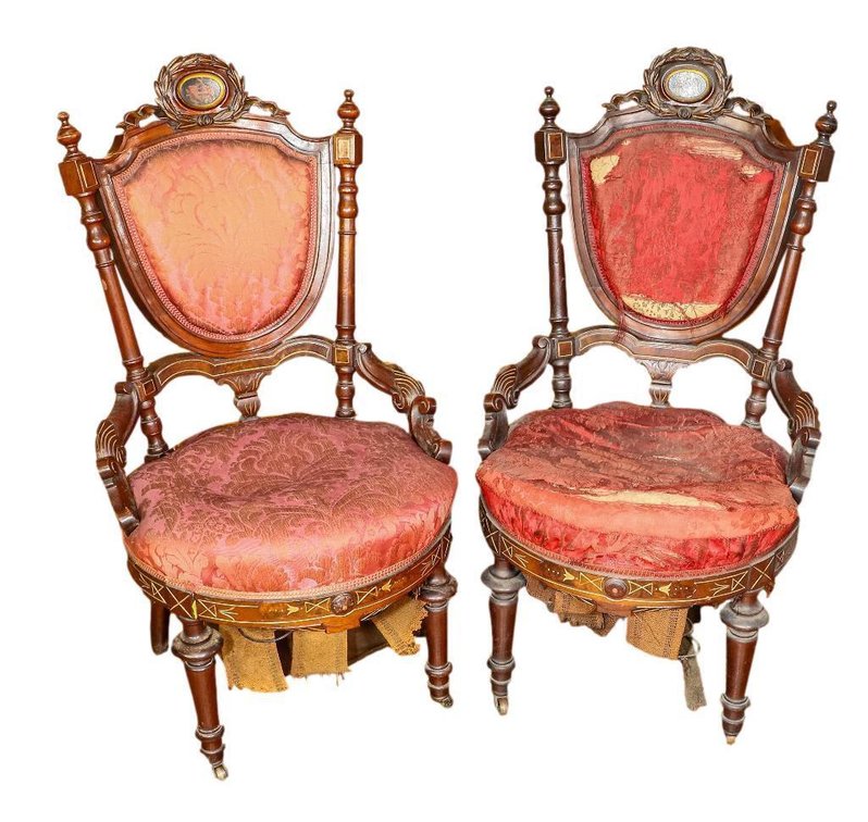 Pair of Antique Circa 1870 Victorian Renaissance Revival Parlor Chairs