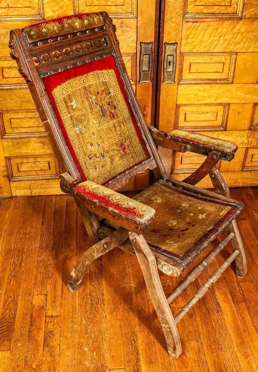 Antique Circa 1880 Eastlake Victorian Steamboat Deck Chair