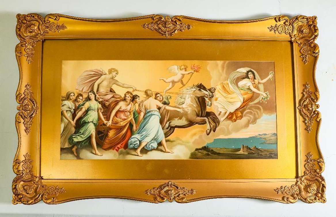 Circa 1930 Print "Aurora" Dancing Females With Chariot Print