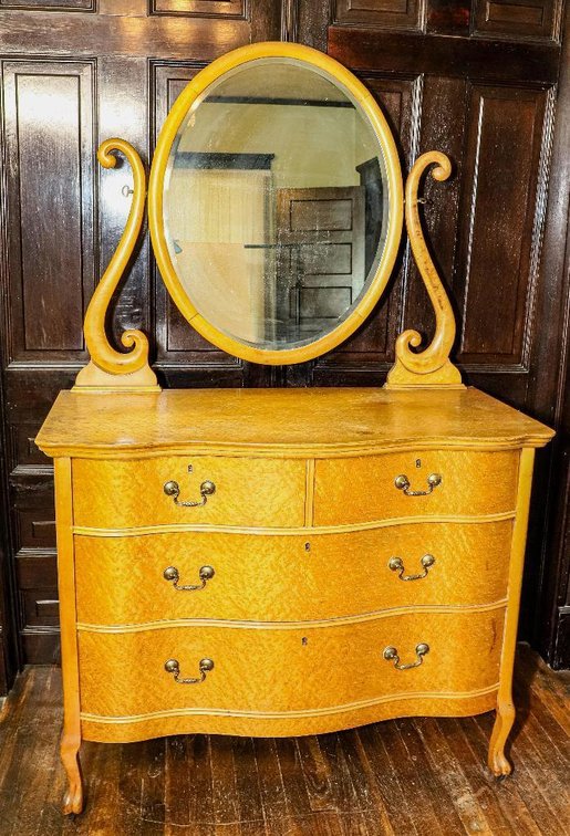 Antique Birdseye Maple Dresser with Mirror