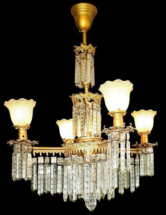 Antique Circa 1910 Gas Converted Chandelier