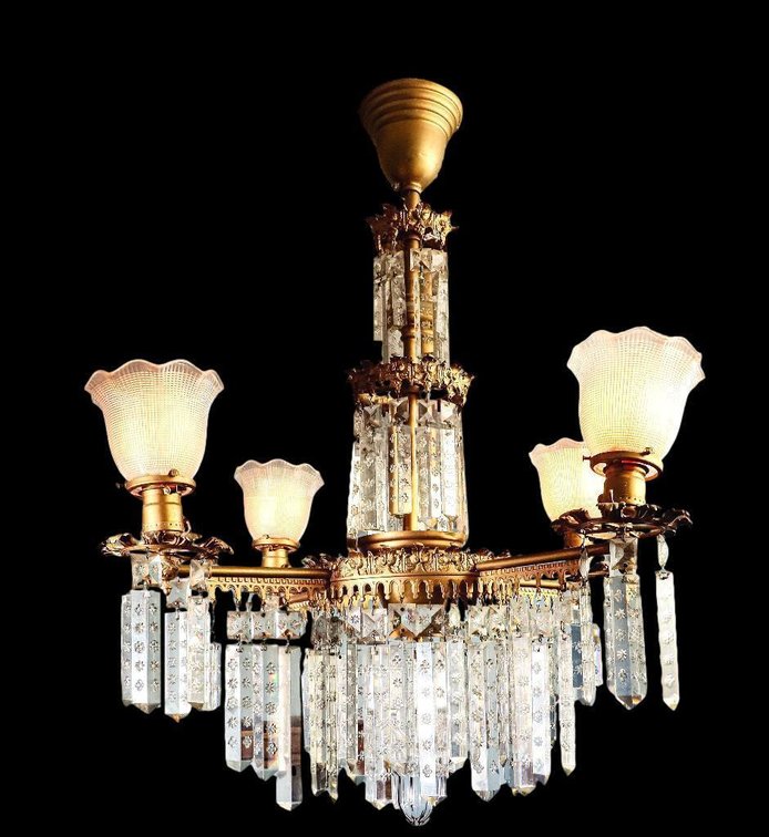 Antique Circa 1910 Gas Converted Chandelier