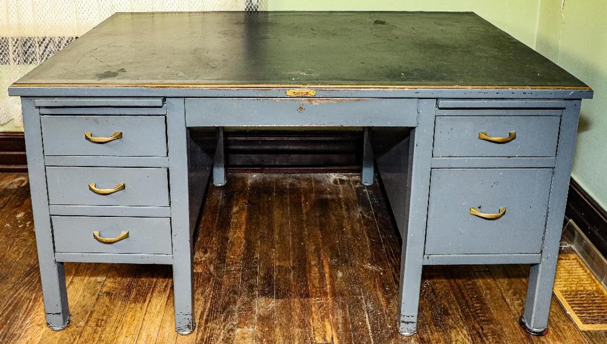 Large Metal Kneehole Desk