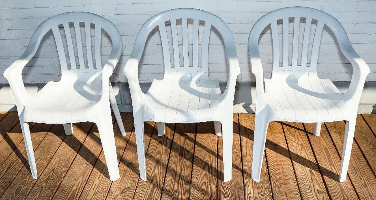 Three Stacking Plastic Porch Chairs