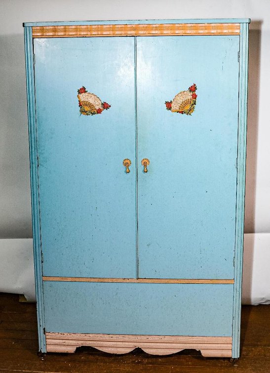 Circa 1940's Cedar Lined Painted Wardrobe