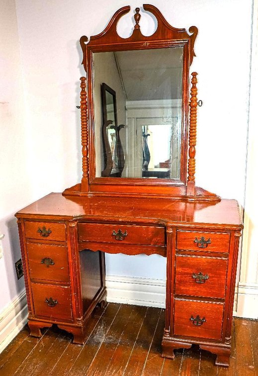 Circa 1940's Mahogany Vanity with Mirror