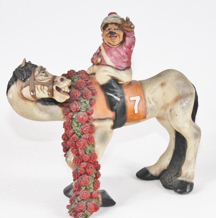 Kentucky Derby Chalkware Jockey and Horse from Joe Ley's Private Collection