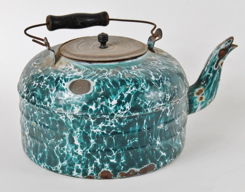 Green Swirl Enamelware Coffee Pot from Joe Ley's Private Collection