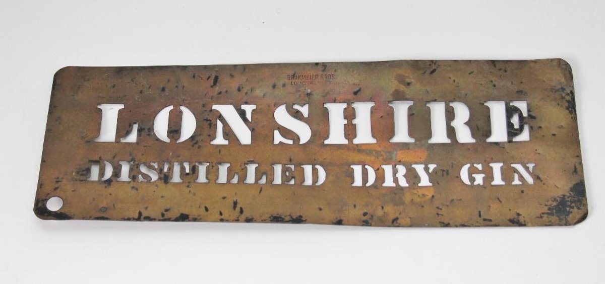 Longshire Distilled Dry Gin Stencil from Joe Ley's Private Collection