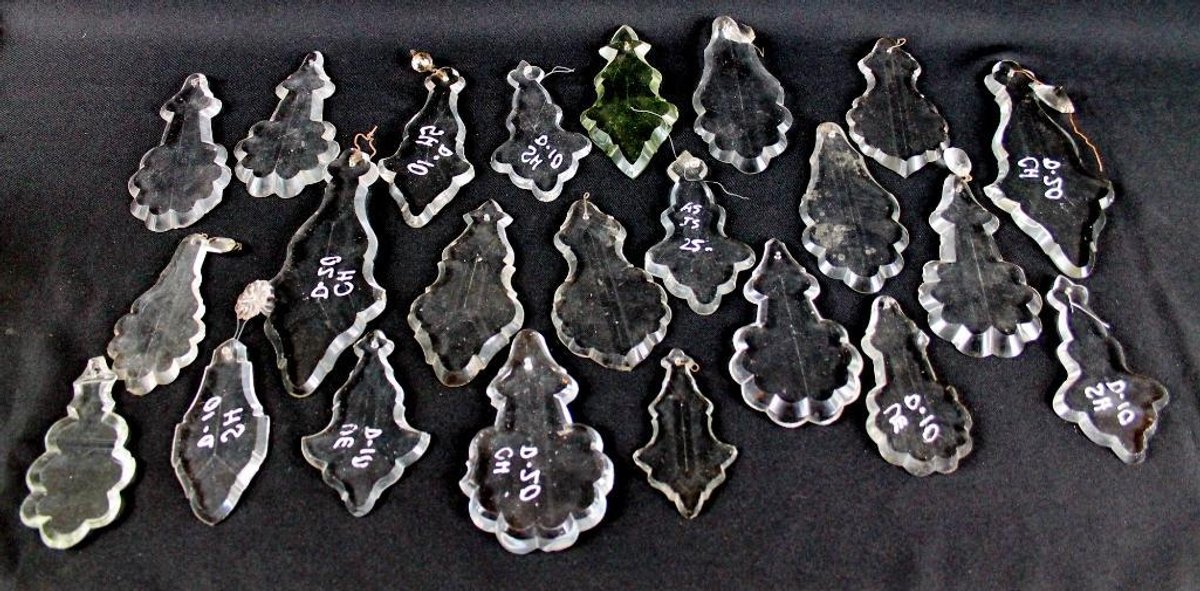 Glass Chandelier or Lamp Prisms with Scalloped or Beveled Edges