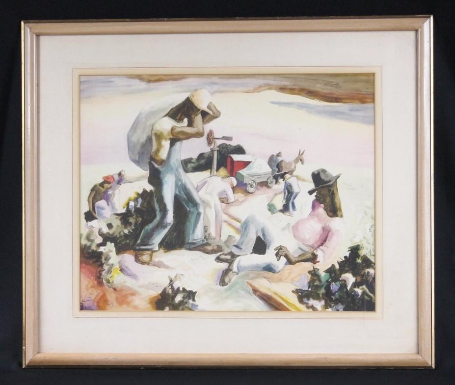 Gelatone print "Cotton Pickers" by Thomas Benton