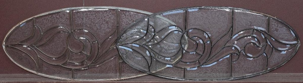 Two Oval Leaded Glass Door Windows