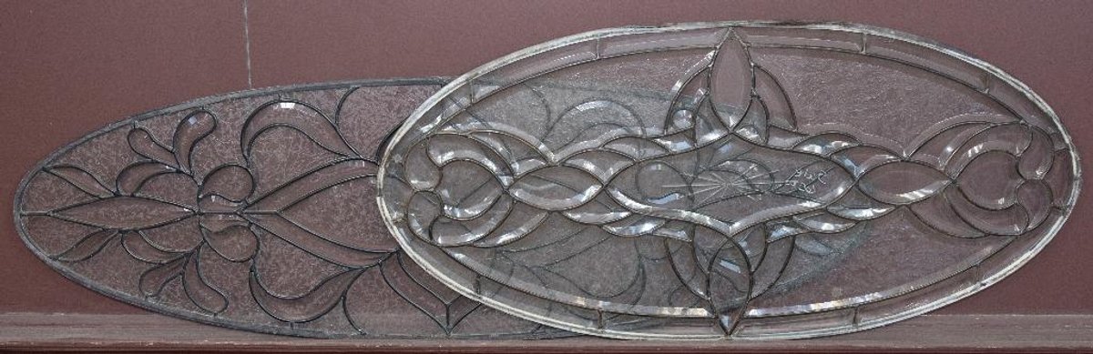 Two Oval Leaded Glass Door Windows