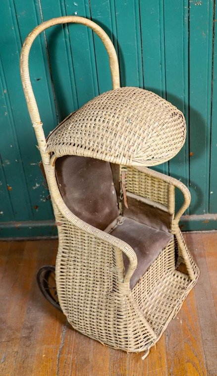 Woven Two-Wheel Stroller Circa 1930