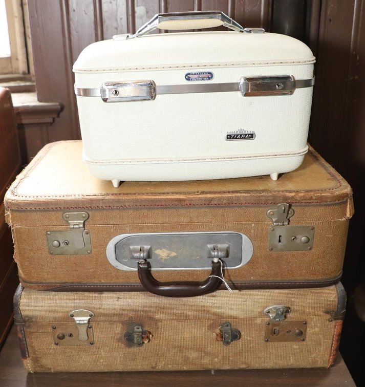 Mismatched Luggage Including Tiara Train Case