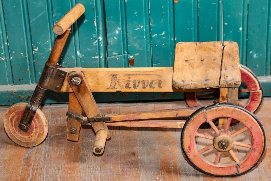 Circa 1920's Rivver Brand Wooden Pedal Tricycle