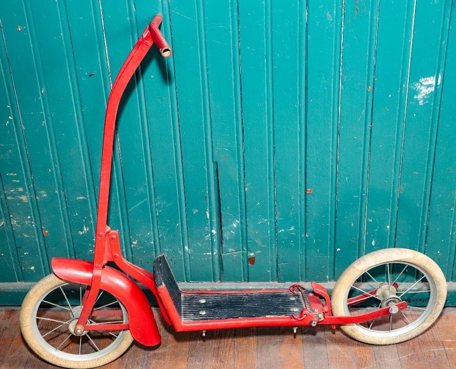 Circa 1940's Red Metal Scooter