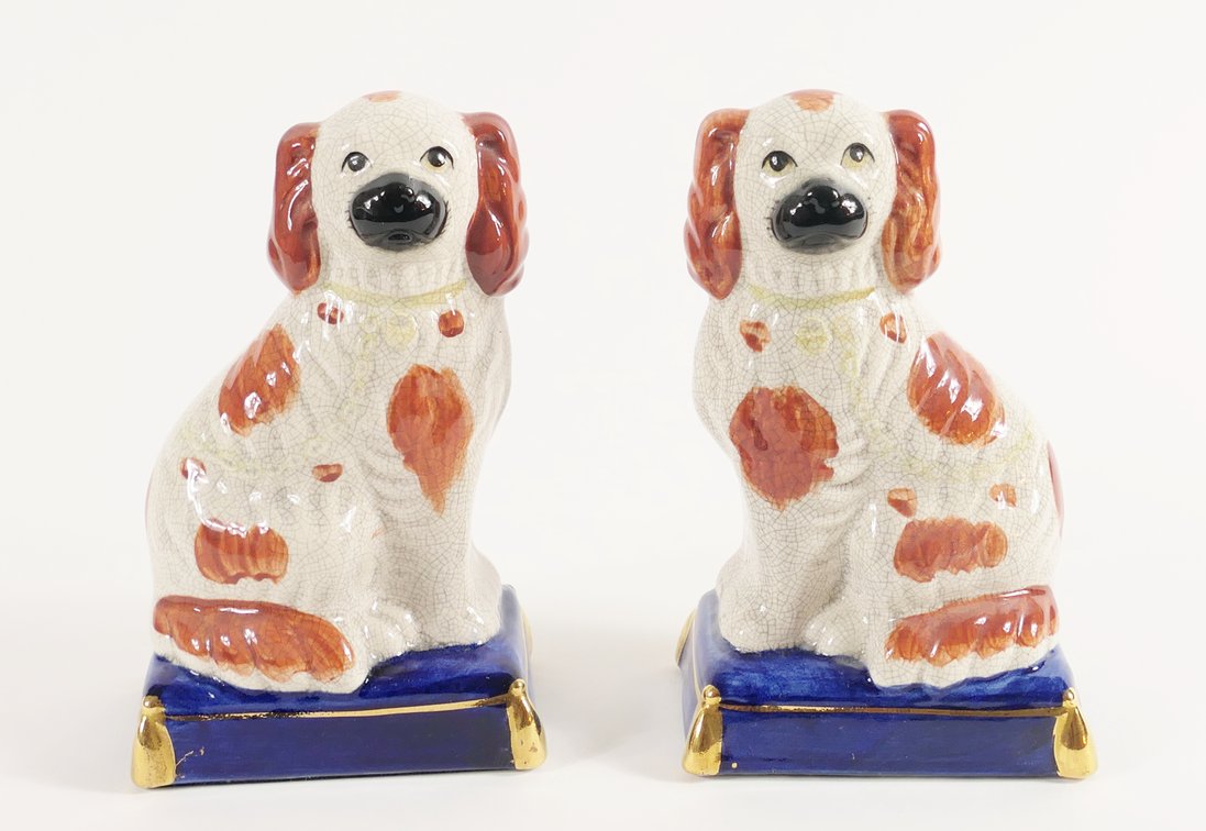 Pair of Fitz and Floyd Staffordshire Style Spaniel Bookends