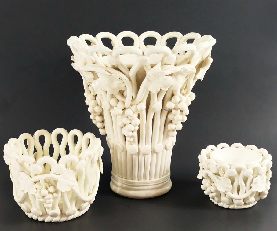 Vintage White Italian Ceramic Handmade Bowls