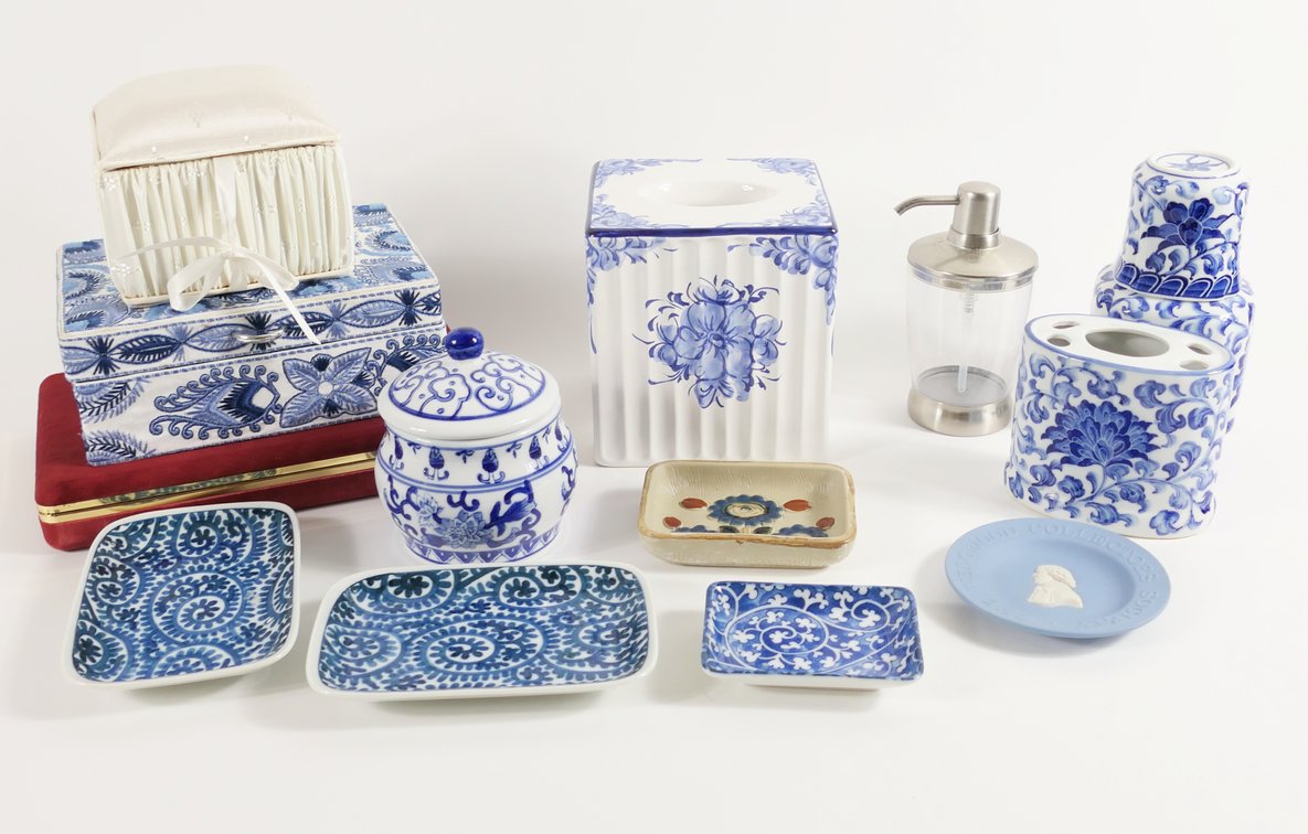 Blue and White Bed and Bath Items