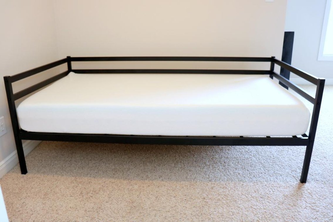Black metal daybed with memory foam mattress