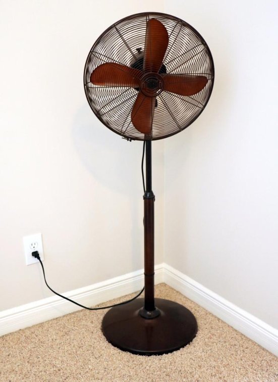 Brown metal floor fan