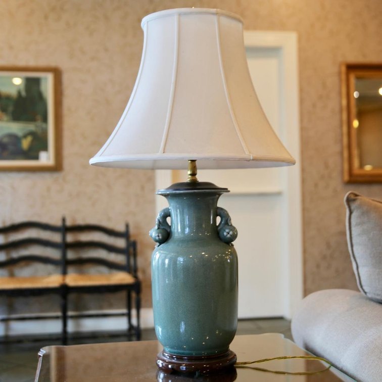 Pair of Ceramic Blue Glazed Lamps