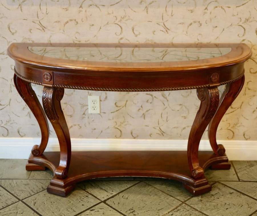 Demilune Walnut Console Table